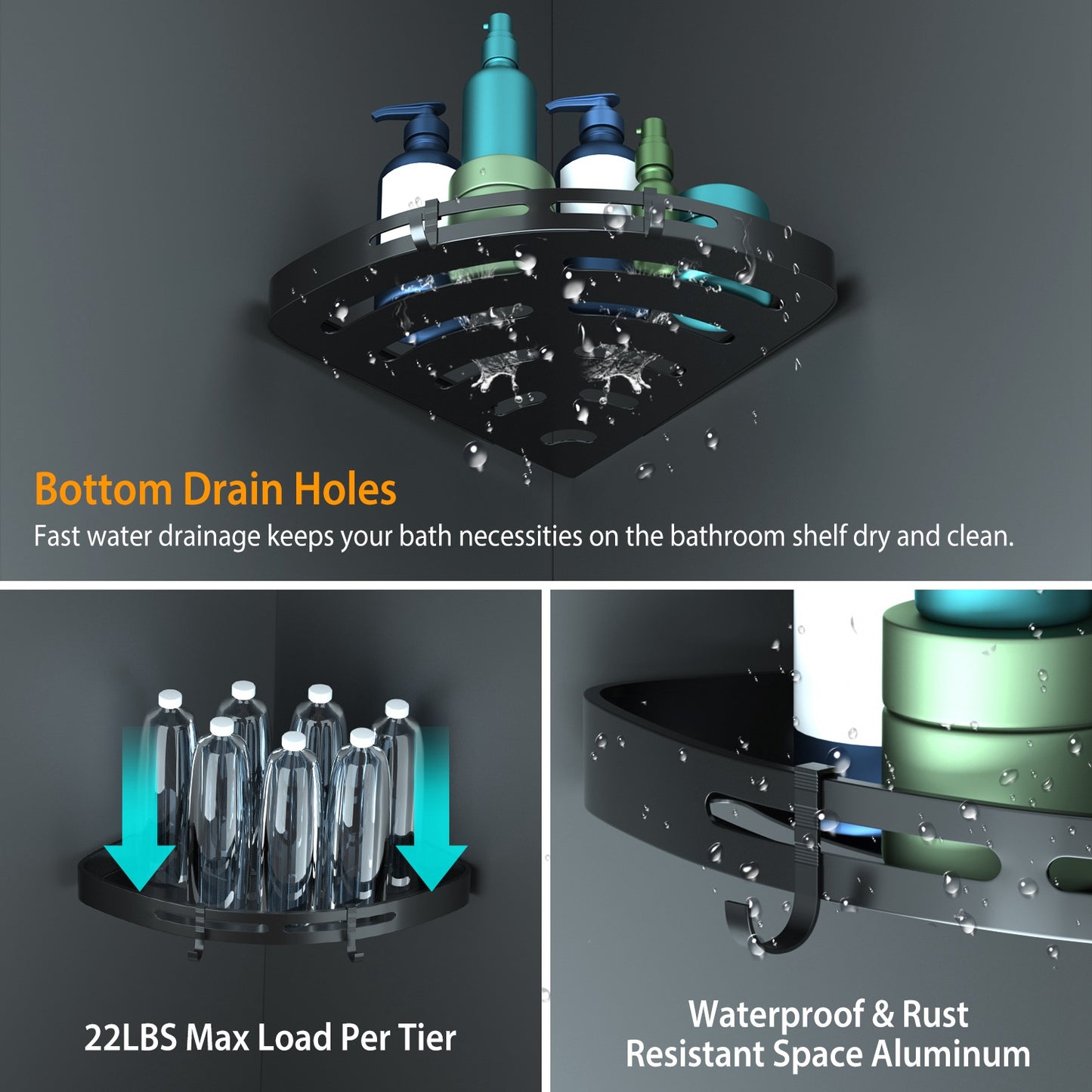 Adhesive Corner Shower Caddy — Set of 2