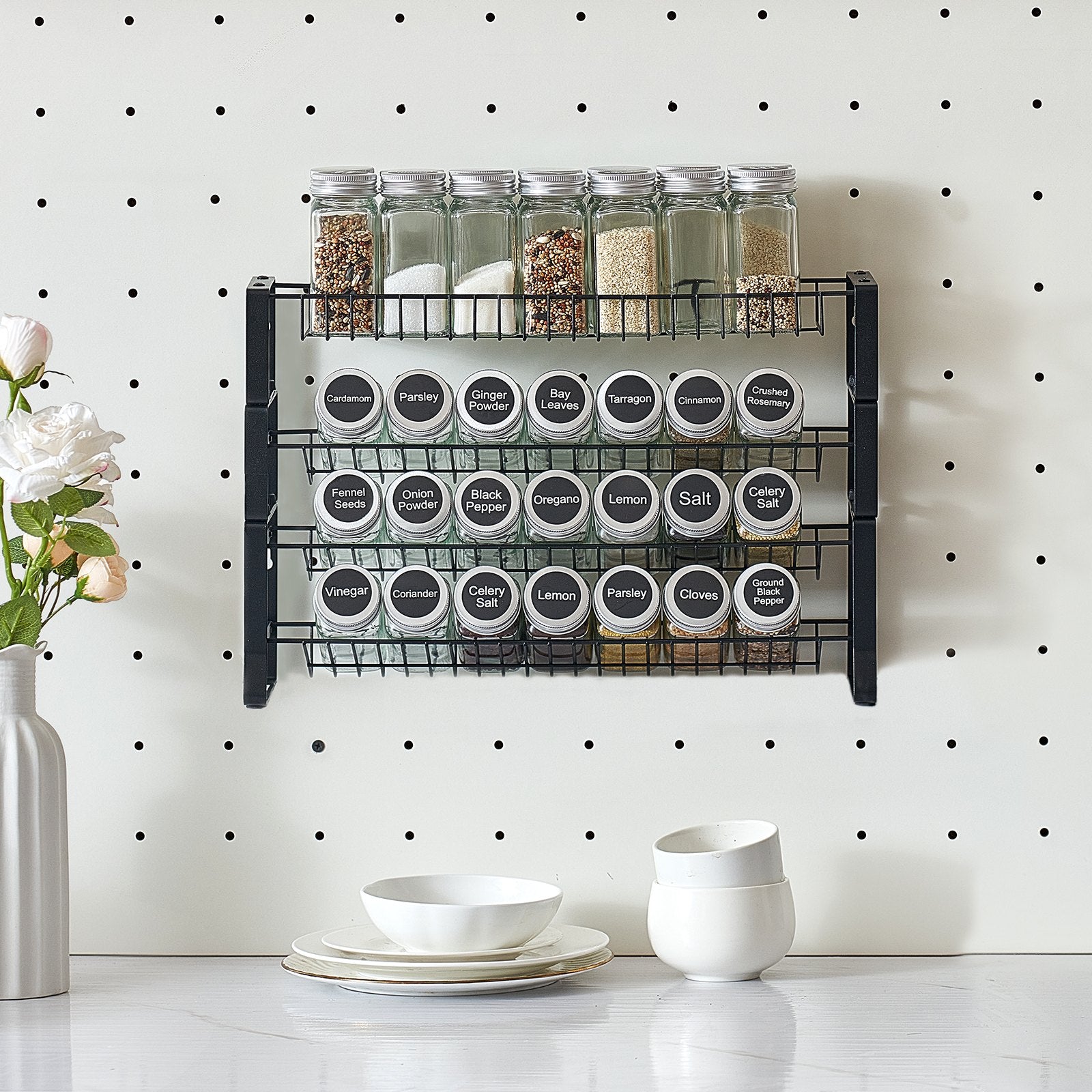 Countertop spice rack organizer, front view