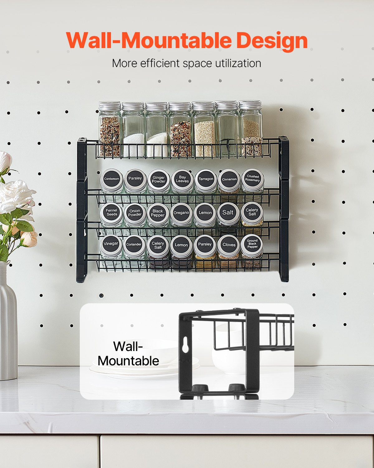 Spice rack organizer close-up of tiers
