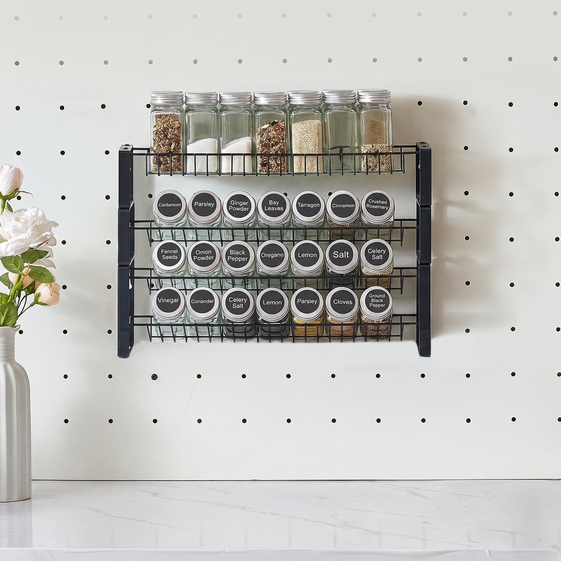Spice rack organizer detail — enhanced product photo