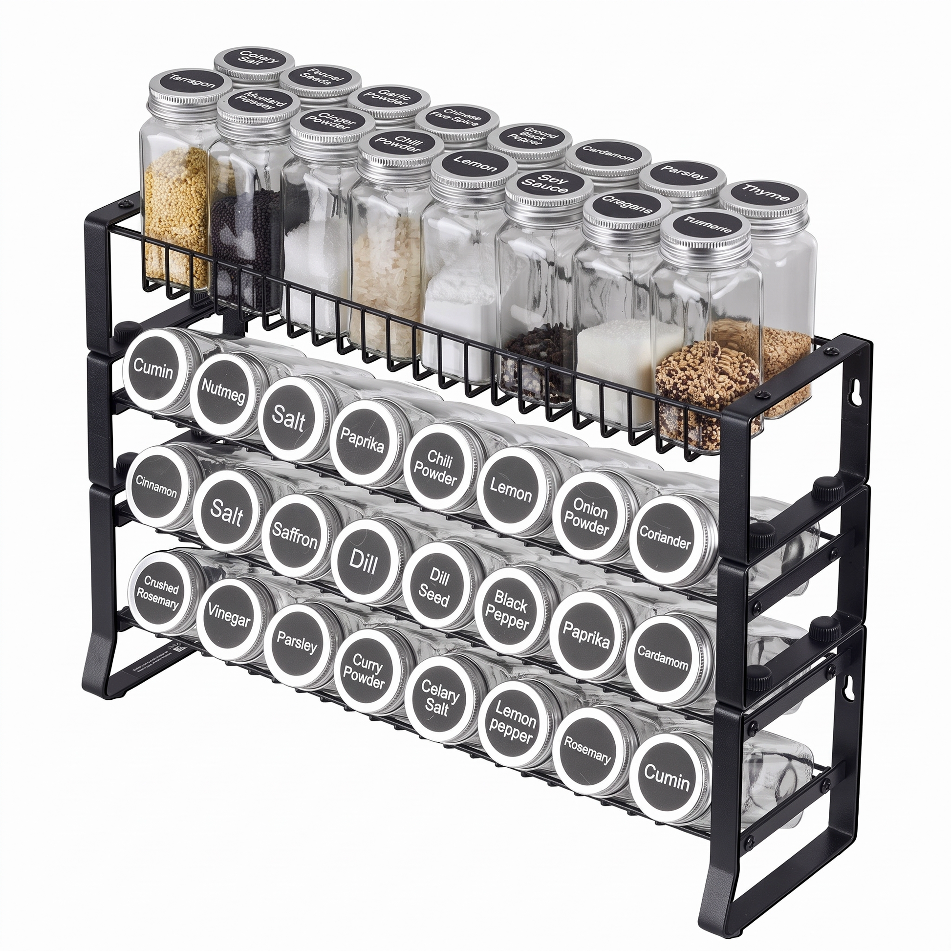 Spice rack organizer close-up — enhanced product photo
